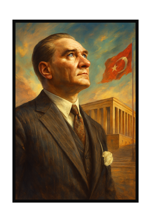 Gökyüzüne Bakan Atatürk Portresi – Anıtkabir Temalı Kanvas Tablo & Dekoratif Sanat