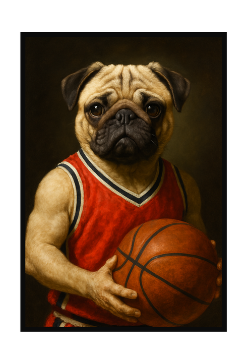 Kedi & Köpek Basketbolcu Portre Tablosu – Kişiye Özel Sporcu Kanvas Tablo