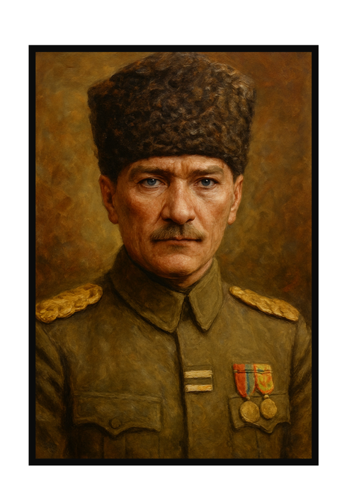 Yağlı Boya Atatürk Portresi – Askeri Üniforma ile Klasik Tablo